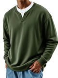 Mens Patchwork Mock Two-Piece Crew-Neck Long-Sleeve Top