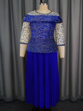 Women's Solid Color Versatile Lace Long Sleeved Pleated Skirt