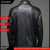 Thin Fleece-lined Soft Leather Jacket For Dad