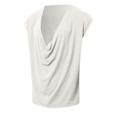 Mens Solid-Color Sleeveless Sports V-Neck Tank Top