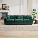 Cloud 3 Seats Sofa (Ottoman is not included) Chenille Fabric in Green