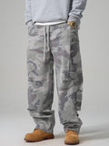 American-style Retro Pure Cotton Camouflage Work Pants Straight-leg Loose Fit With A Drawstring