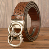 Mens Retro Ox-Head Automatic-Buckle Belt