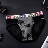 Color-Block Vibrant-Alphabet Mens Ultra-Thin Underwear