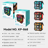 KP-868 Hot-selling New Wireless Bluetooth Speaker Featuring A Portable Handle RGB Lighting And Long Battery Life Ideal For Outdoors And Parties Factory Stock Available