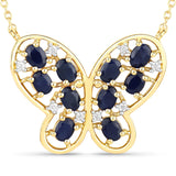 2.16 Carat Genuine Blue Sapphire and White Zircon .925 Sterling Silver Necklace
