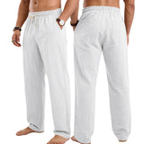 Mens Linen Casual Straight-Leg Trousers