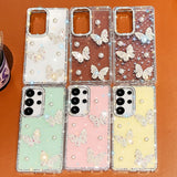 Glitter Powder Pearl Butterfly Style Phone Case With Rhinestones