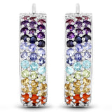 8.79 Carat Genuine Multi Stones .925 Sterling Silver Earrings