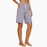 Loose-fit Striped High-waisted Shorts