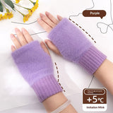 Women's Half-finger Plush Thermal Knit Gloves