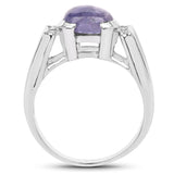 2.80 Carat Genuine Tanzanite .925 Sterling Silver Ring
