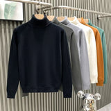 Mens Loose-fitting Warm Turtleneck Knit Sweater