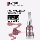 Flormar Glitter Semi-Transparent Nail Polish GL39 Red In Silver - Long Lasting