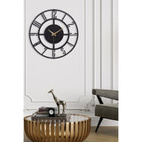 Muyika 50cm Metal Black Wall Clock - Silent Sweep Mechanism, Modern Decor