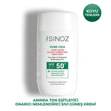 Sinoz Cica Tiger Grass Tinted Sunscreen SPF50+: Color Correcting, Redness Reducing Mineral Sunscreen with Hyaluronic Acid - Evens Skin Tone