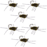 Barbless Pat's Rubber Legs Tungsten Jig Dark Olive Euro Nymph 6 Flies #6