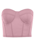 Women’s Casual Tube Tops Summer Slim Fit Tops Fashion Solid Color Satin Off-shoulder Exposed Navel Strapless Tops