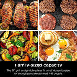 Ninja Griddle and Indoor Grill, 14’’, Electric Grill, For Steak, Burgers, Salmon, Veggies, and More, Pancake Griddle, Nonstick, Dishwasher Safe, 500F, Even Cooking, Silver, GR101