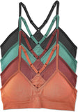 Kalon Women’s 4 Pack Racerback Sports Bralette Seamless Wireless Comfort Bra