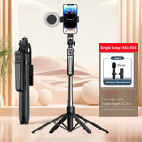 Roreta Selfie Stick Tripod Extendable Wireless Bluetooth Remote Portable Smartphone Stand Mount With light For iOS Android Phone
