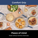 Ninja Ceramic Cookware Set, Extended Life 11-Piece Kitchen Cookware Sets with Comfort Grip, Nonstick Fry Pans, Pots, PTFE Free, Oven & Dishwasher Safe, Stovetop Compatible, Navy Blue, CW49011