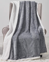 Decor&More Bon Iver Collection Extra Soft Mandala Embossed Microplush Throw Blanket with Sherpa Backing (50" x 60")