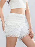 Fashion Women Ladies Solid Lace Frilly Ruffle Knicker Underwear Short Pants Safety Shorts