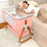 Portable Baby Bassinet 3-In-1 Foldable Crib With Rocking