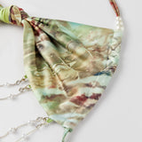 Women Tie-dye Printed Summer Party Club Halter Long Dress Backless Deep V Neck Sleeveless Bead Chain Bodycon Dresses