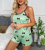Women's Pajama Set Pajamas T-Shirts Shorts Pink Heart-Shaped Print Round Neck T-Shirt Ice Silk Top Comfortable Casual Summer ﻿