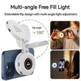 2in1 Portable Foldable Magnetic Rechargeable Ring Fill Light Phone Holder Perfect for Travel, Desktop, Selfies, Video, Makeup