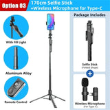 Roreta K28 Long Wireless Selfie Stick Tripod Stand Foldable Monopod With Remote shutter For Smartphones TIKTOK Shooting Live