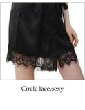 Women Iace Silk Pajamas Robes Sleepwear Nightgowns Half Sleeve Nightdress Black Lace Bathrobe Smooth Soft Comfortable Pure Color