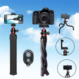 Roreta Flexible Octopus Tripod with microphone for Phone Camera DSLR 2in1 Design With Phone Holder Side Cold Shoe 1/4'' Screw