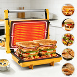 Suslas Cooking 1000W Panini Press Grill Nonstick Plates 2 Slice