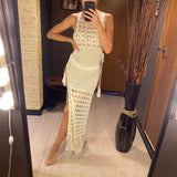 S- XL Sexy Hollow Out Fringe Tassel Knitted Crochet Tunic Beach Cover Up Cover-ups Beach Dress Beach Wear Beachwear Female V3800