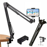 Flexible Arm Overhead Tripod for Phone Desktop Cellphone Bracket for Video Shooting Table Mobile Mount for Filming Recording
