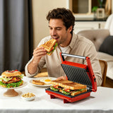 Suslas Cooking 1000W Panini Press Grill Nonstick Plates 2 Slice
