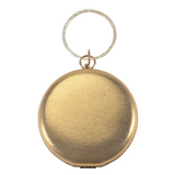 ABQR Round Shaped Women Evening Bags Diamonds Simple Clutches Chain Shoulder Bags Gold