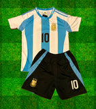 Kids Messi Jersey Kit - Argentina Black Shorts Version Soccer Jersey Set