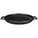 Lava Cast Iron Grill Pan - 30cm Round Enameled Indoor Stovetop Skillet for Perfect Steaks & Even Heating