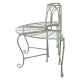 Half-Circle Outdoor Patio Garden Wrought Iron Tree Bench in Antique Green