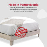 Twin size Solid Wood Heavy Duty Platform Bed Frame in Off-White - Made In USA