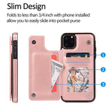 Leather Wallet Case for iPhone - Flip Cover with Card Slots & Kickstand