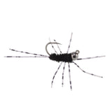 Barbless Pats Rubber Legs Tungsten Jig Black Euro Nymph 12 Flies #6