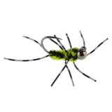 3 Pack Pat's Rubber Legs Tungsten Jig Black/Chartreuse Euro Nymph Size 6