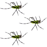 3 Pack Pat's Rubber Legs Tungsten Jig Black/Chartreuse Euro Nymph Size 6