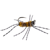 Barbless Pat's Rubber Legs Tungsten Jig Coffee/Tan Euro Nymph 6 Flies #6