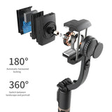Roreta 2024 NEW Gimbal Stabilizer Selfie Stick Foldable Wireless Tripod with Bluetooth Shutter Monopod for IOS Android